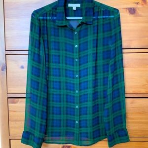 ✨2/$30✨BR Semi-Sheer tartan blouse 🏴󠁧󠁢󠁳󠁣󠁴󠁿